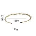 Diadema trenzada de perlas accesorio de cabello vintage elegante para mujeres oro blanco 12cm - Estilo Trenzado de Perla Oro Blanco (1099-9)