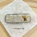 Elegant full rhinestone pearl hair clip with cute gold bear, sweet sparkling barrette. - Rhinestone Bear Rectangle (1069-6 Rectangle)