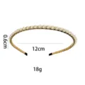 Diadema de estrás dorado, elegante aro de pelo con cristal brillante, accesorio de moda chic. - Estilo Fino Incrustado de Strass Dorado (1099-11)