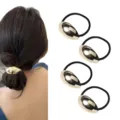 Metal teardrop hair tie set elegant gold elastic ponytail holder chic hair accessory for women - Glossy Gold Waterdrop Style (Set 37) / Set of 4 / Gold