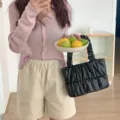 Black Pleated Cloud Bag Soft PU Leather Handbag Casual Fashion Chic Crossbody Bag - Black