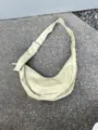 Soft leather crescent shoulder bag, casual hobo underarm dumpling bag for women. - Creamy Apricot