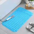 Blue PVC non-slip bath mat with suction cups and massage bubbles for bathroom shower floor safety. - 36*71cm / Lake Blue Massage Style