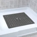Dark grey non-slip shower mat with drainage holes, perfect for bathroom tub and floor use. - Solid Grey