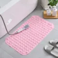 Pink PVC bathroom anti-slip mat with suction cups and massage dots for shower floor safety. - Pink Massage Style
