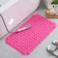 Pink PVC anti-slip bathroom mat with massage suction cups for safe shower and bath use. - Rose Red Massage Style