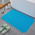 Blue PVC non-slip bath mat with suction cups and massage dots for bathroom shower safety use. - Lake Blue Flat Style