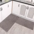 Küchenmatte Gestreift Saugfähig Rutschfest Teppich 2er Set Waschbar Grau für Küche - 40*60cm / Kaffeebraun