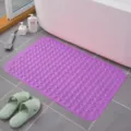Purple PVC non-slip bath mat with suction cups and massage dots for bathroom shower safety. - Purple Flat Style
