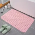 Pink PVC non-slip bath mat for bathroom, shower safety floor mat with massage suction cups. - Pink Flat Style
