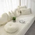 Flauschige weiße Erkerfenster Matte Plüsch Kissen Set gemütliche Heimdekoration weiches Sofakissen - 70*70cm / Gebrochenes Weiß