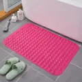 Pink PVC antislip bathroom bath mat with massage bubbles and suction cups for safe shower use. - Rose Red Flat Style