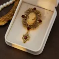 Vintage medieval cameo brooch, court style hollow rhinestone pin, exquisite relief brooch jewelry. - Style 1