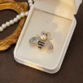 Elegant crystal bee brooch pin with pearl accent for women, charming fashion jewelry gift accessory - Style 9