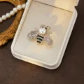 Exquisite crystal pearl bee brooch, elegant rhinestone inset fashion pin for women daily wear. - Style 11