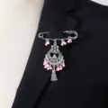 Vintage silberfarbene Strass Broschen mit rosa Perlen Quasten fur elegante Damen Deko - Rosa