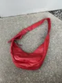 Sac hobo en cuir souple rouge vintage décontracté bandoulière sac dumpling femmes - Rouge