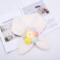 Kinder Winter Plüsch warmer Schal mit süßem bunten Sonnenblumen Design, weiches Kunstfell - Sonnenblume-Weiß