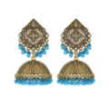 Εξαιρετικά vintage ινδικά σκουλαρίκια Jhumka με στρας και μπλε χάντρες για στυλ. - Ble