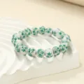 Exquisite porcelain bead bracelet detail ceramic floral wrist chain for elegant daily fashion accessory - Green