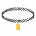 Black tattoo choker necklace with cute yellow corn pendant, trendy fashion jewelry for women. - Yellow Corn Pendant