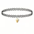 Black tattoo choker necklace with cute ice cream cone pendant detail shot for women - Ice Cream Pendant