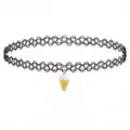 Close-up detail view of the cute ice cream pendant on the stylish black stretch choker. - Colorful Ice Cream Pendant