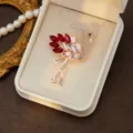Elegant crystal flamingo brooch pin for women, fashion alloy rhinestone dress lapel accessory. - Style 4