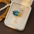Elegant crystal flamingo brooch, rhinestone embellished lapel pin, chic fashion jewelry accessory. - Style 7