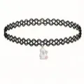Cute white bunny pendant black tattoo choker necklace, sweet stylish jewelry for women girls. - Little Rabbit Style