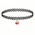 Cute lucky cat pendant black tattoo choker necklace, detailed view of the chic accessory. - Lucky Cat Pendant