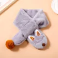 Kids plush winter warm scarf, cute animal design soft toddler neck warmer for boys and girls. - Little Fox in Grey