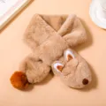 Flauschiger Kinder Winterschal süßes Tierdesign weicher warmer Nackenschwärmer für Jungen - Kleiner Fuchs in Khaki