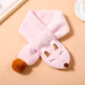 Kids pink plush scarf winter warm cute cartoon animal neck warmer soft comfortable toddler wrap - Little Fox in Pink