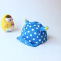 Blauer Babysonnenhut mit Punkten und gelben Hörnern weiche Krempe Kleinkind Sonnenkappe - Mützenumfang ca. 46 cm, empfohlen für 5–36 Monate / Blau