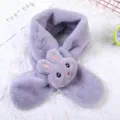 Kinder Plüsch Winterschal mit süßer Hasenstickerei und weichem warmen Lilafleece. - Hase Grau