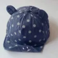 Süße Baby Jeans Baseballkappe mit Bärenohren Pünktchen und süßem Lächeln Stickerei Sommer. - Einheitsgröße verstellbar (ca. 48 cm) / Dunkelblau