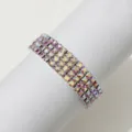 Mehrreihiges Strass Elastikarmband glitzerndes Kristall Barmode für Damenschmuck - Rosa AB