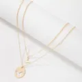 Detailed view of a double layer gold butterfly collar necklace with a cute cutout pendant. - Double Layered Butterfly Clavicle Chain / Gold