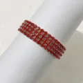 Red rhinestone stretch bracelet detail shot, sparkling crystal multi-row design jewelry - Red