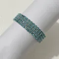 Stunning multi-row blue rhinestone stretch bracelet, sparkling crystal fashion jewelry. - Light Blue
