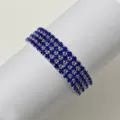 Sparkling multi-row blue rhinestone stretch bracelet for women fashion accessory detail view - Blue