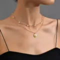 Collar de perlas de doble capa con colgante de corazón, joya dorada elegante para mujer. - Collar de Corazón de Perlas de Doble Capa