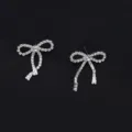 Silberne Strass Schleife Quaste Ohrringe, glitzernde Kristall Ohrhänger für Damen eleganter Schmuck. - Stil 8