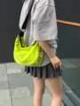 Casual canvas crossbody dumpling bag for daily travel, comfortable crescent shape design. - Yellow