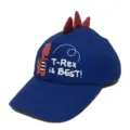 Kids blue baseball cap with 3D red dinosaur spikes and fun cartoon print for spring and summer. - One Size / Cloth Hat Small Dinosaur / Blue