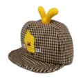 Süße Kleinkinder Hahnentritt Baseballcap mit gelben Plüschohren und Entenstickerei. - M / Khaki
