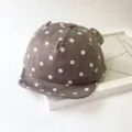 Grey polka dot baby baseball cap with cute little ears, foldable brim toddler sun hat. - One Size Adjustable (Approx. 48cm) / Gray