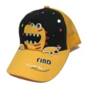 Cute cartoon dinosaur children baseball cap, breathable mesh summer sun hat for boys and girls. - One Size / Mesh Hat Large Dinosaur / Yellow