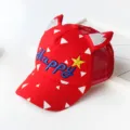 Rote Kinder Baseball Cap mit niedlichen Hörnchen Netz atmungsaktiv Sommer Sonnenschutz Mütze - Hutumfang ca. 53 cm (einstellbar) / Rot